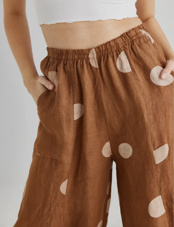 5202 LULU Polka Dot Pants-TABACCO