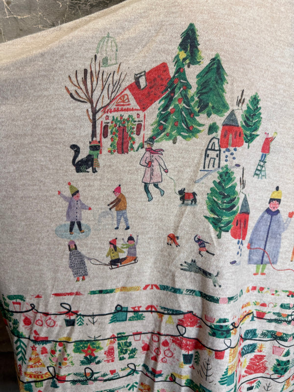 T1097 Cowlneck Dolman Slv Top-Howliday Greetings