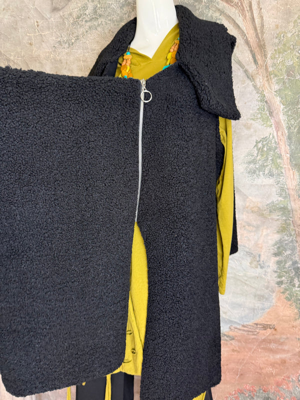 92185-62 FW Faux Shearling Vest-Black
