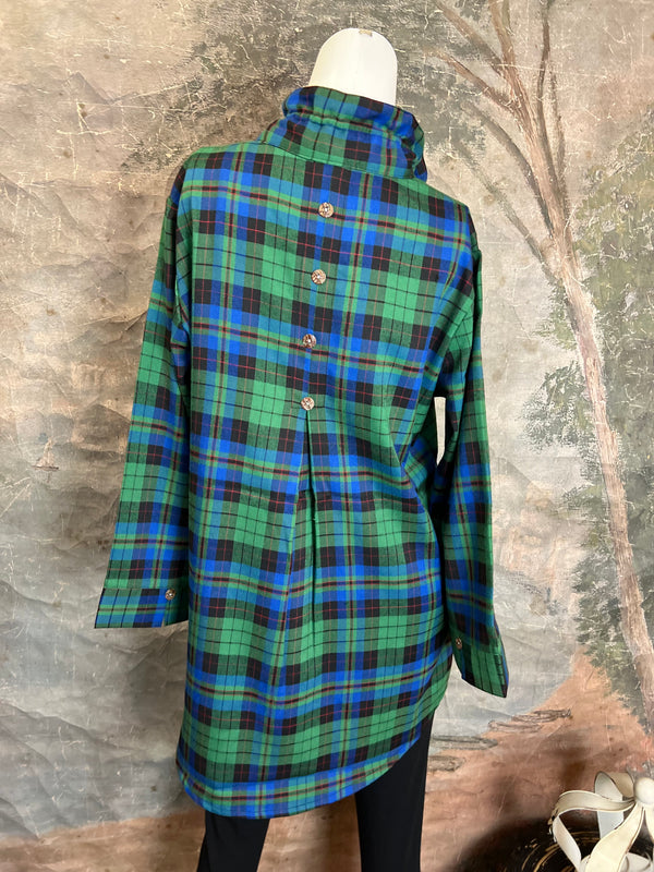 PL88-739 Mad For Plaid BF Shirt-Green