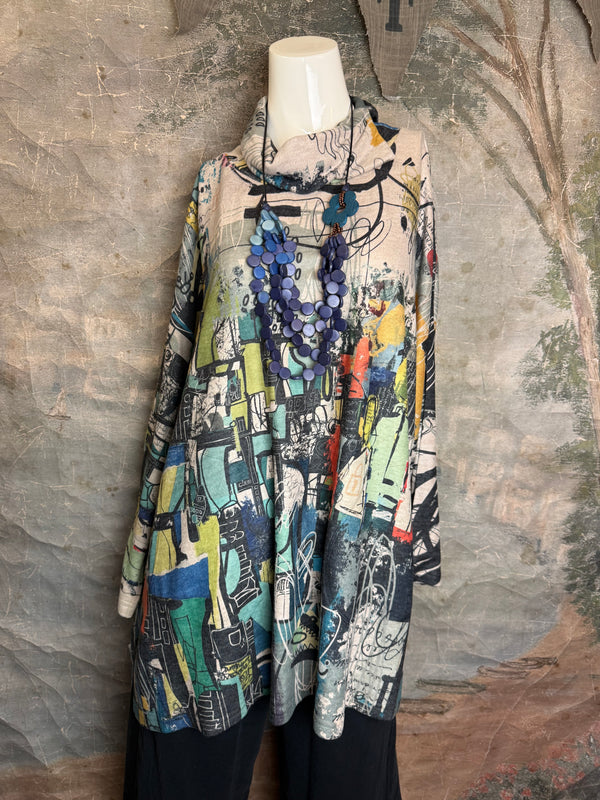 T1097 Cowlneck Dolman Slv Top-vivid dreams