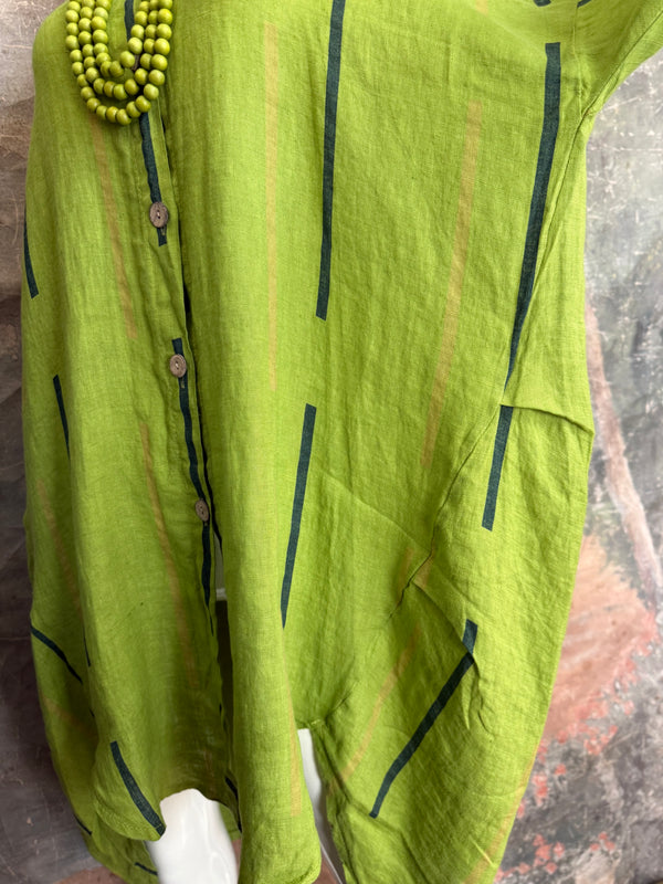91750S Stripe Big Shirt-KIWI