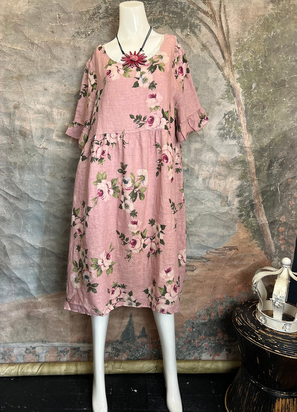 5202 Audrey Floral Dress-Pink