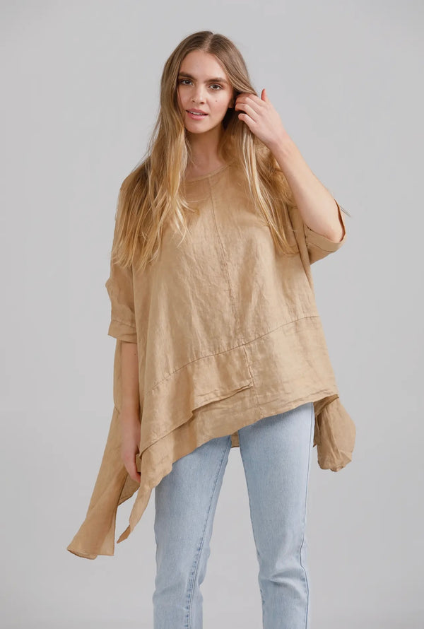5202 Sorrento Ruffle Top-Caramel