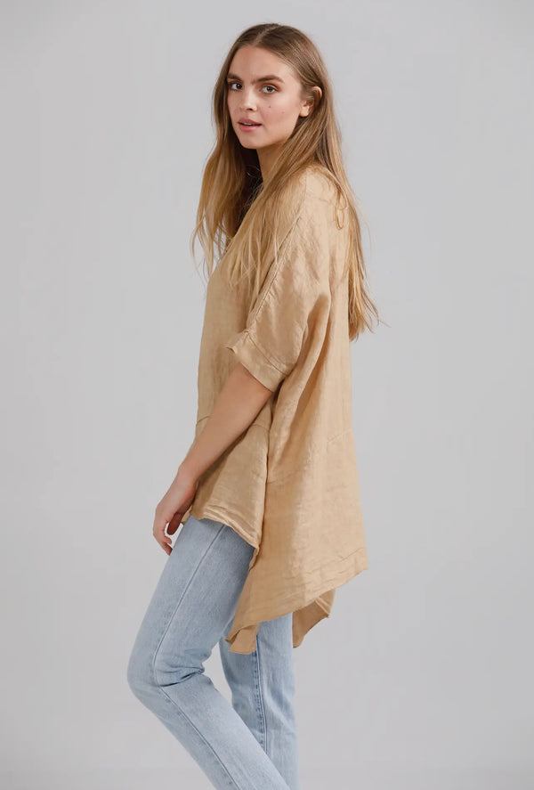 5202 Sorrento Ruffle Top-Caramel