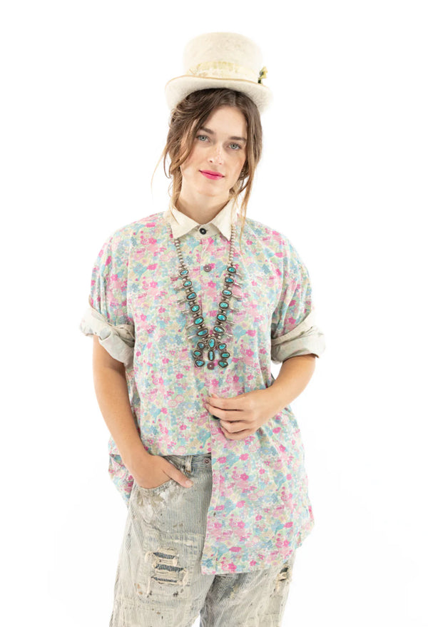 Donna's 1040 Boyfriend Shirt- Blue Bird
