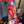 Load image into Gallery viewer, Fiesta denim boyfriend shirt with vibrant multicolor floral embroidery on chambray blue, displayed on hanger with pink l - 5

