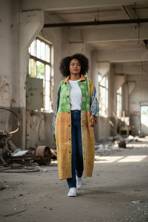 JG-183 Kantha Sunrise Coat-MIX 6