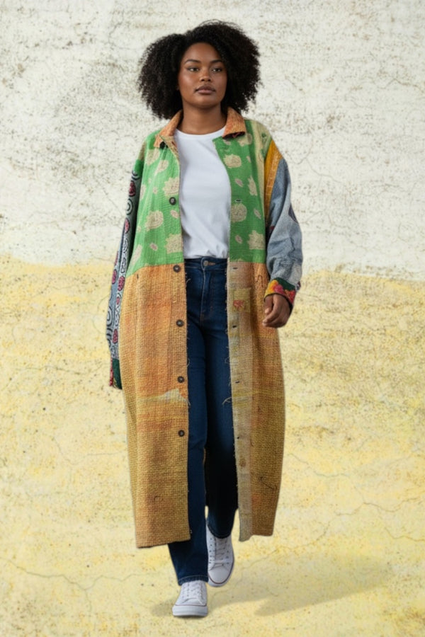 JG-183 Kantha Sunrise Coat-MIX 6