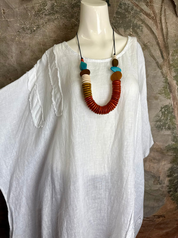 91624 Solid Patch Tunic Shirt-White