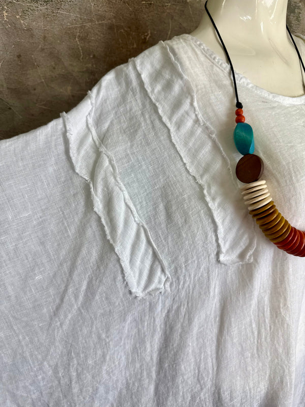 91624 Solid Patch Tunic Shirt-White