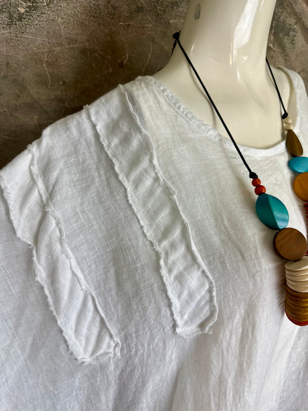 91624 Solid Patch Tunic Shirt-White