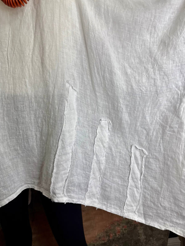 91624 Solid Patch Tunic Shirt-White