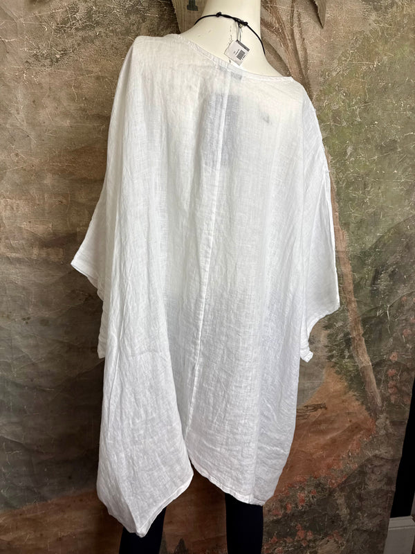 91624 Solid Patch Tunic Shirt-White