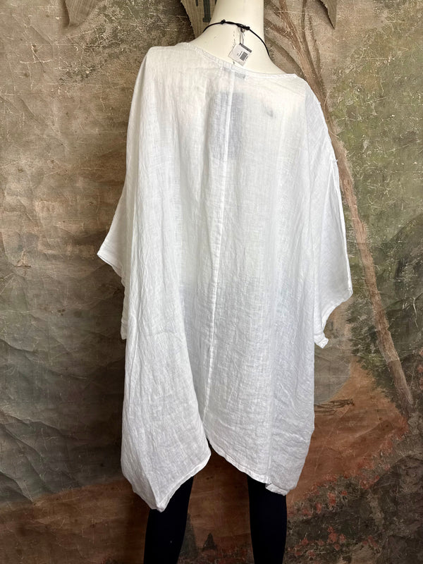 91624 Solid Patch Tunic Shirt-White