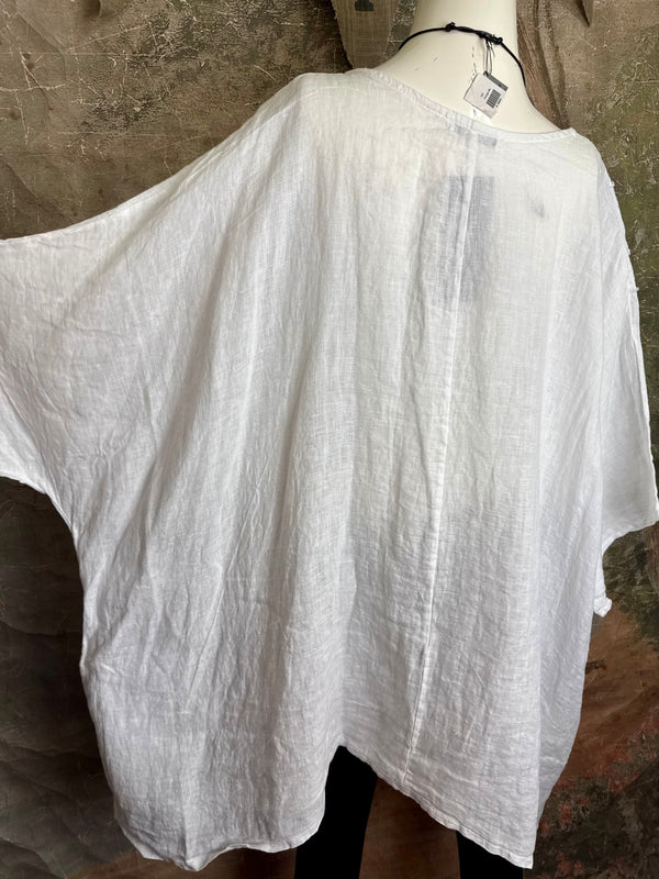 91624 Solid Patch Tunic Shirt-White