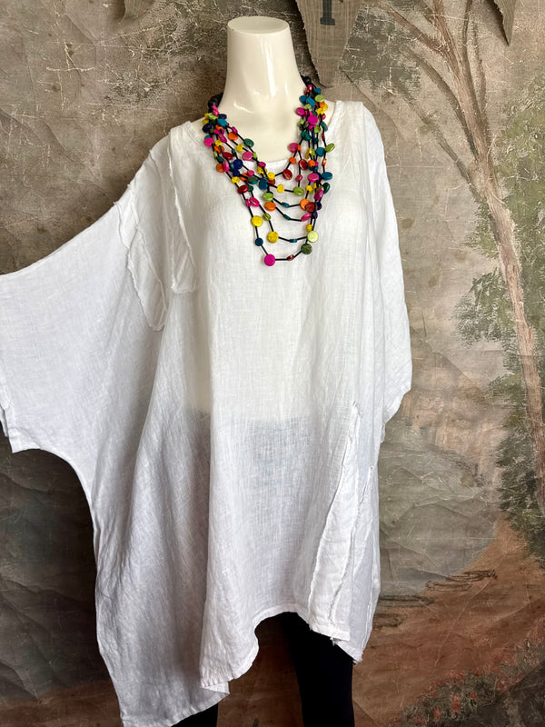 91624 Solid Patch Tunic Shirt-White