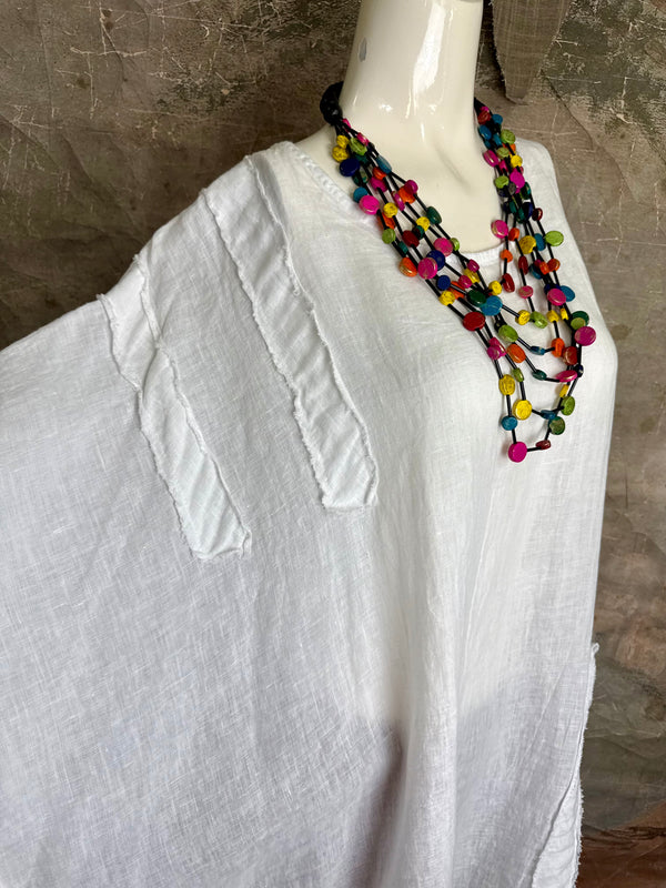 91624 Solid Patch Tunic Shirt-White