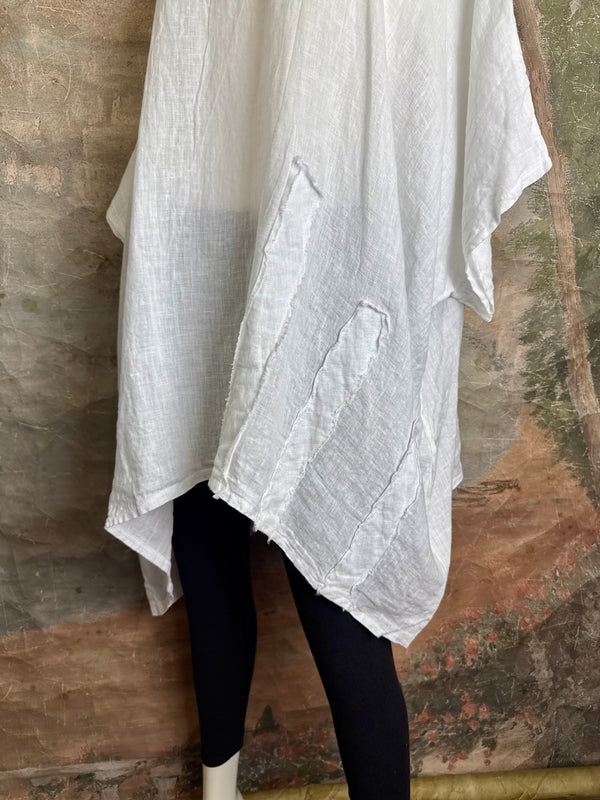 91624 Solid Patch Tunic Shirt-White