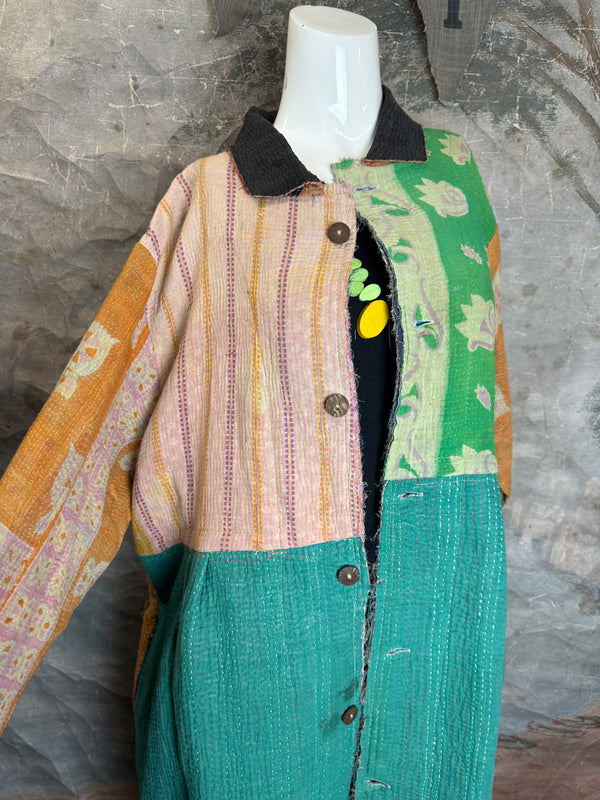 JG-183 Kantha Sunrise Coat-MIX 4