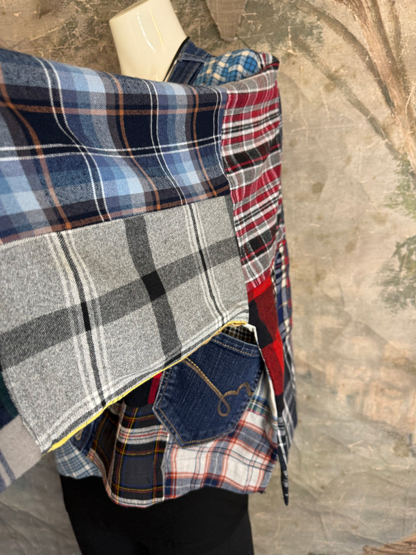 5572-Short Flannel Patchwork Duster-C