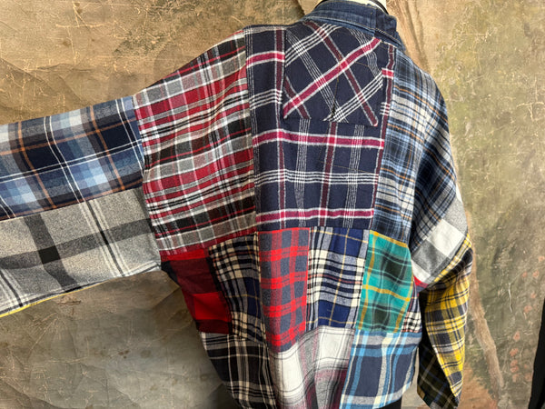 5572-Short Flannel Patchwork Duster-C