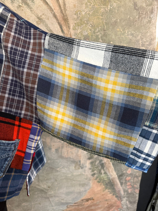 5572-Short Flannel Patchwork Duster-B