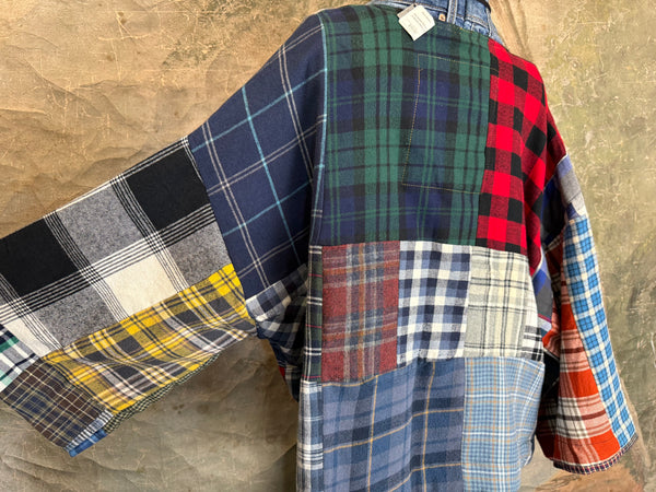 5572-Short Flannel Patchwork Duster-B