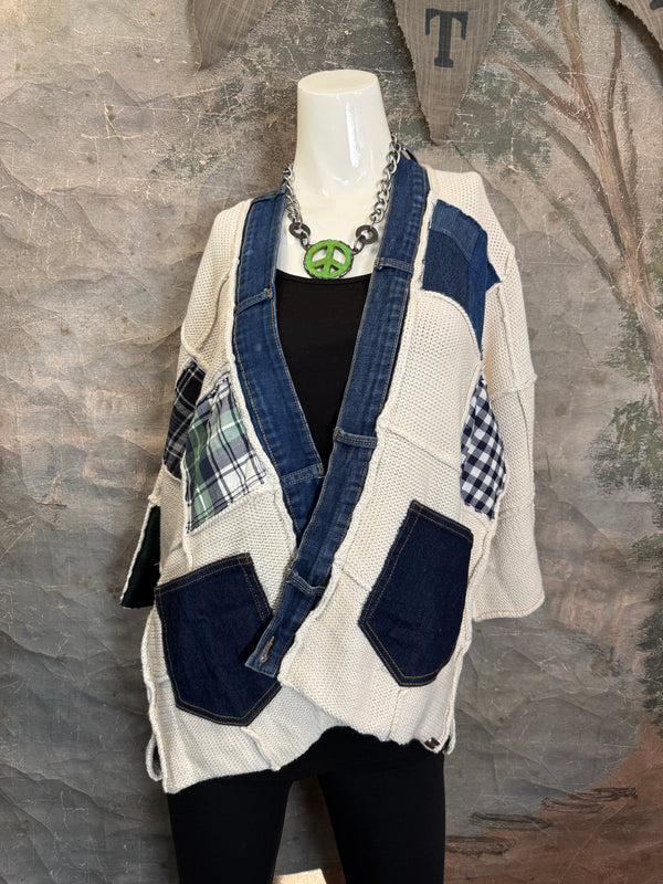 5568 Jack & Jill Sweater Cardi-Plaid Mix 3