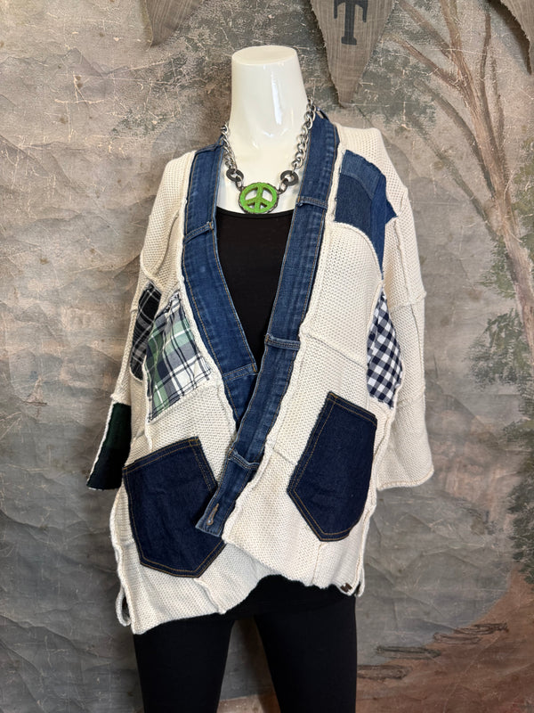 5568 Jack & Jill Sweater Cardi-Plaid Mix 3