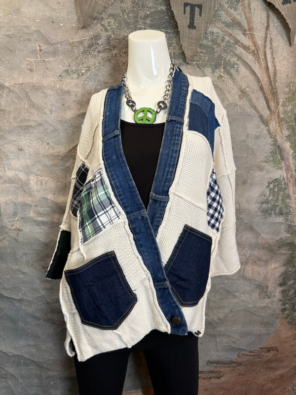 5568 Jack & Jill Sweater Cardi-Plaid Mix 3