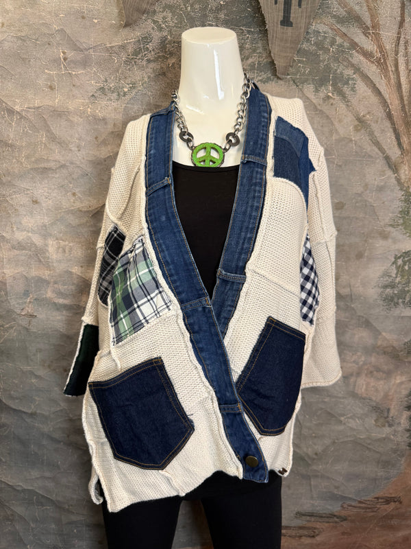 5568 Jack & Jill Sweater Cardi-Plaid Mix 3