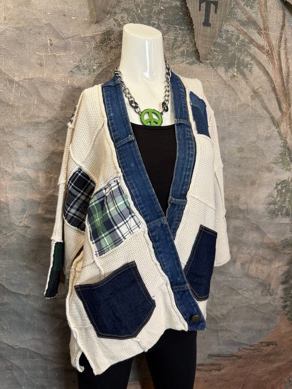 5568 Jack & Jill Sweater Cardi-Plaid Mix 3