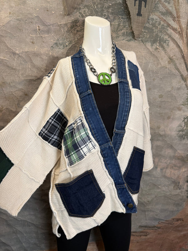 5568 Jack & Jill Sweater Cardi-Plaid Mix 3