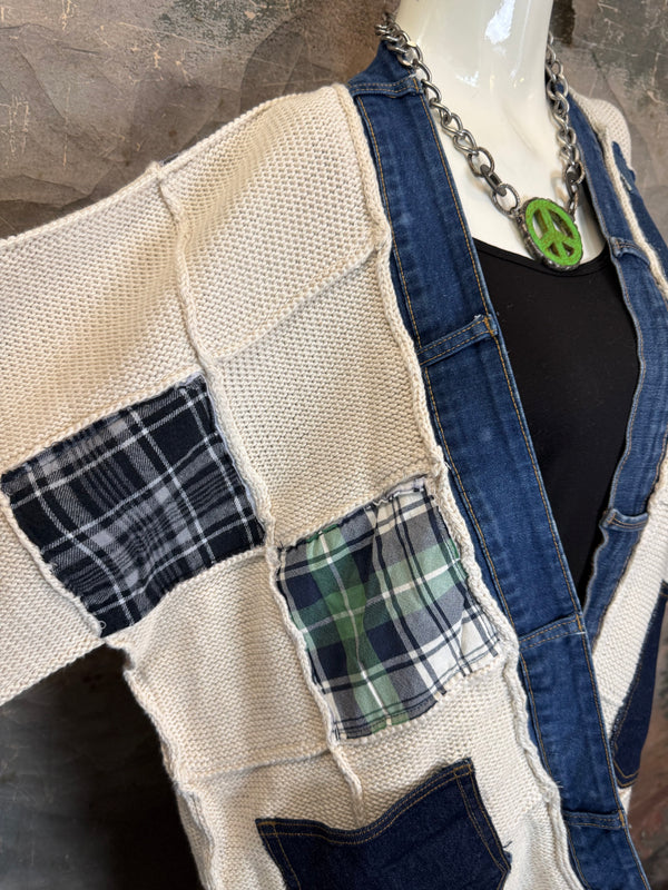 5568 Jack & Jill Sweater Cardi-Plaid Mix 3