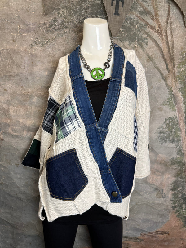 5568 Jack & Jill Sweater Cardi-Plaid Mix 3