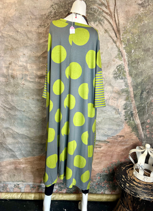 G716 Kedem Dot Cosmo Dress-Grey/Lime