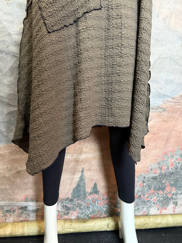 D522 Waffle Knit Pocket Dress-OLIVE