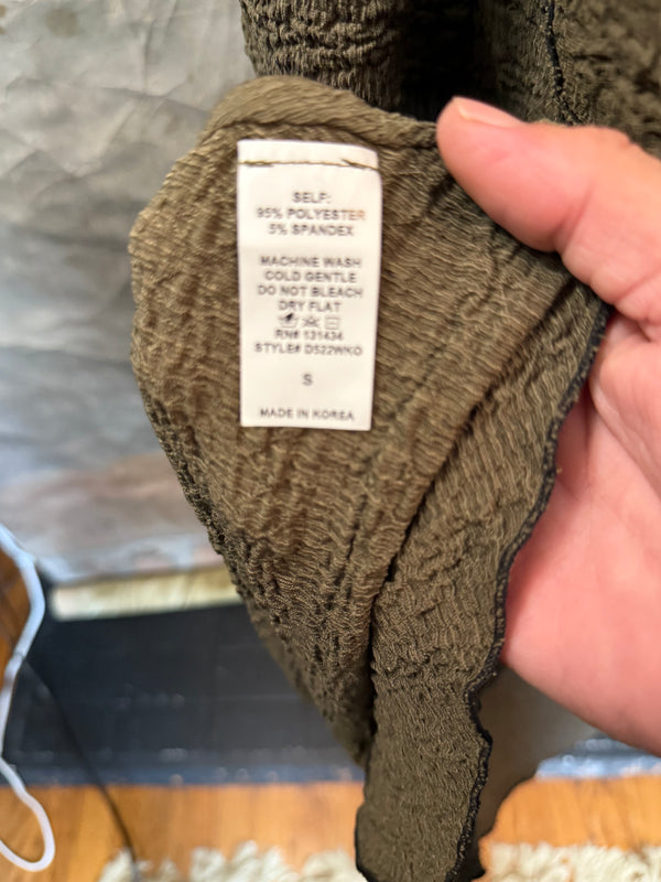 D522 Waffle Knit Pocket Dress-OLIVE