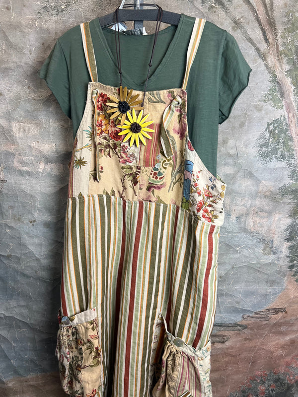 5561 OOAK Patch Linen Overalls-The Mildred