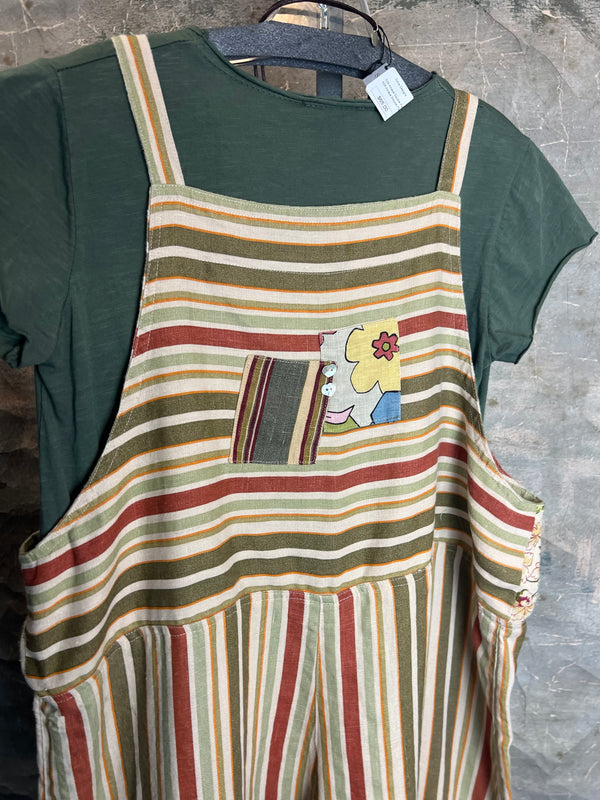 5561 OOAK Patch Linen Overalls-The Mildred
