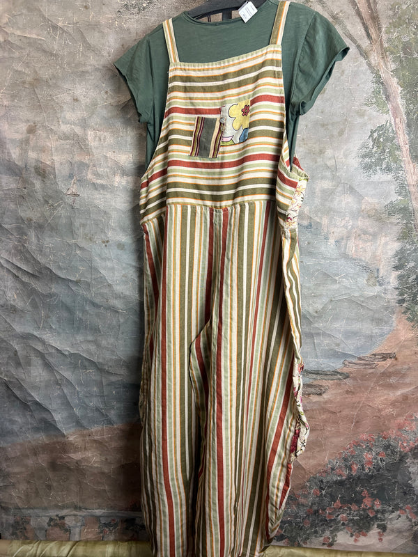 5561 OOAK Patch Linen Overalls-The Mildred