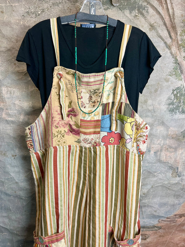 5561 OOAK Patch Linen Overalls-The Esther