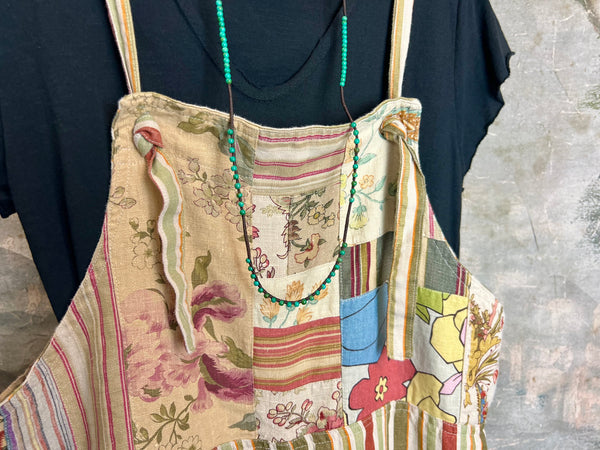 5561 OOAK Patch Linen Overalls-The Esther