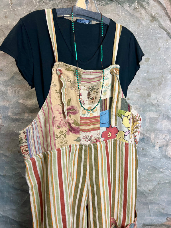 5561 OOAK Patch Linen Overalls-The Esther