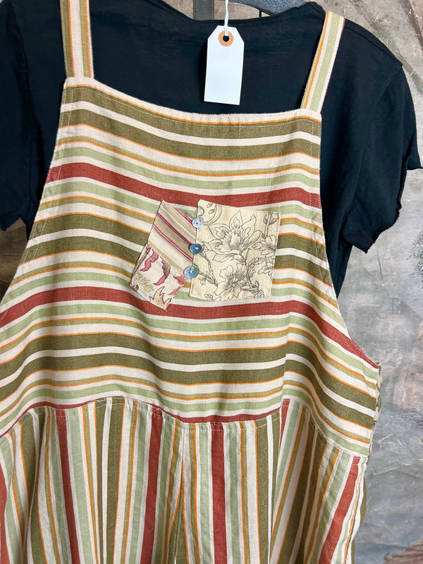 5561 OOAK Patch Linen Overalls-The Esther