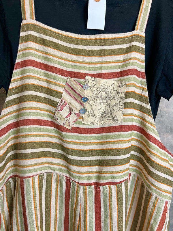 5561 OOAK Patch Linen Overalls-The Esther