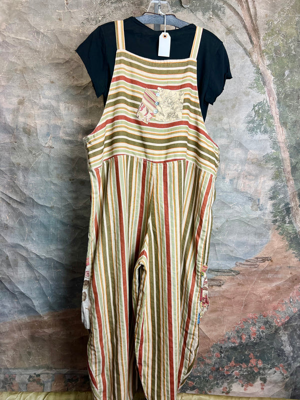 5561 OOAK Patch Linen Overalls-The Esther