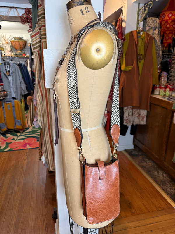 0003A Tall Tales Slim Vertical Crossbody Bag-Cognac