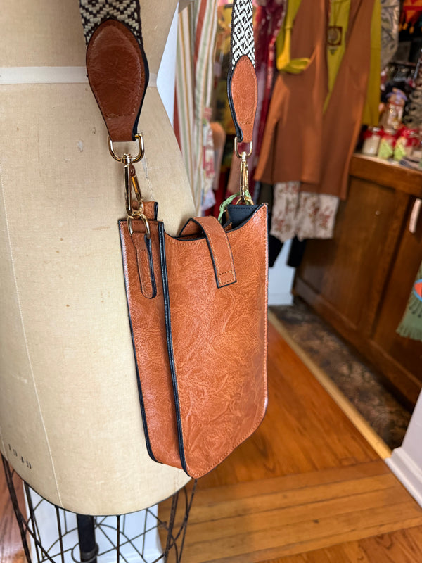 0003A Tall Tales Slim Vertical Crossbody Bag-Cognac